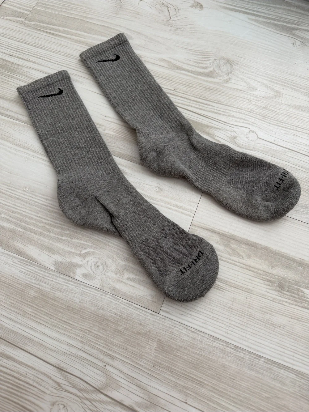 Nike Grey Athletic Crew Socks with Black Swoosh